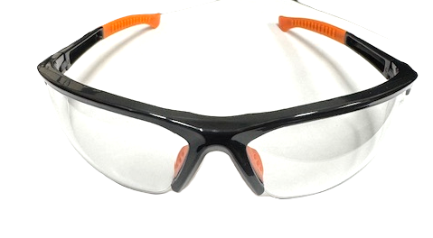Clear Safety Glasses w/ Rubber Temples & Nose Piece